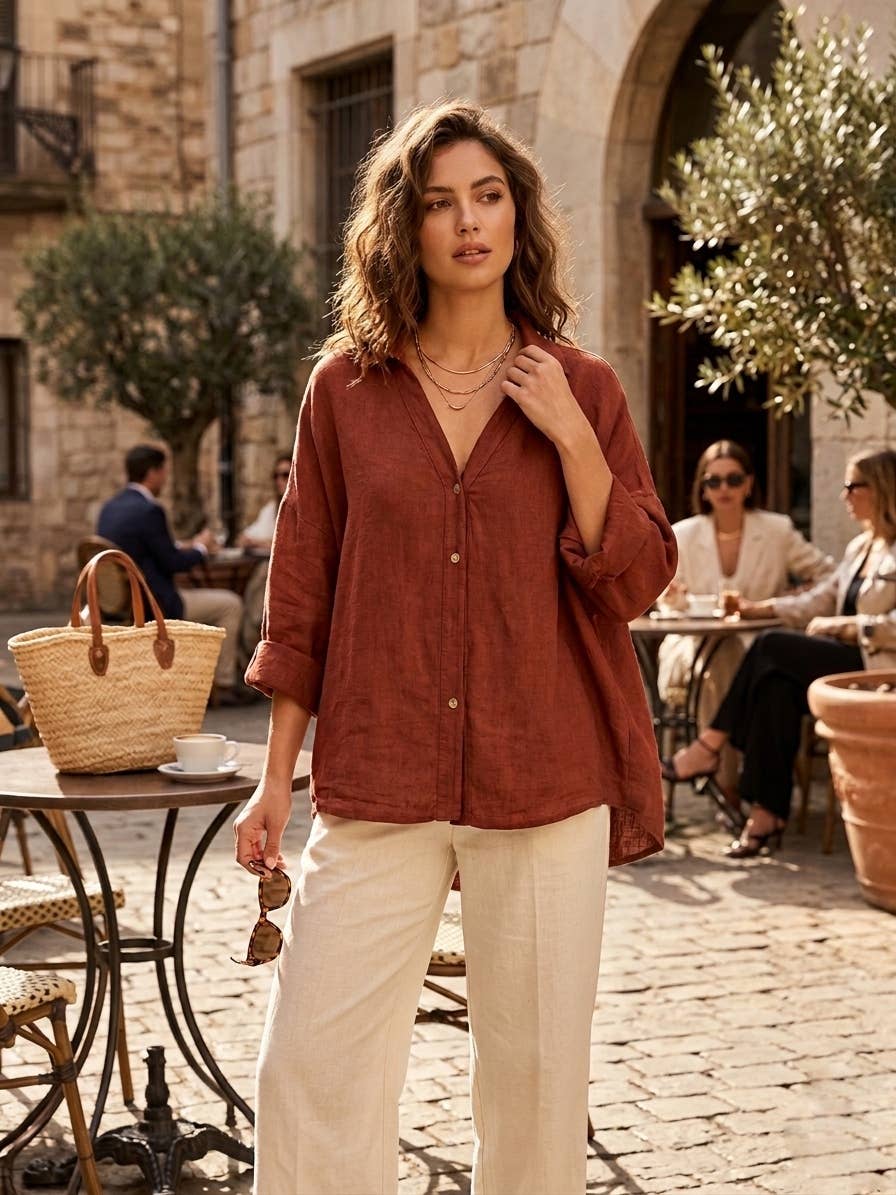 48902 PLAIN LINEN SHIRT: