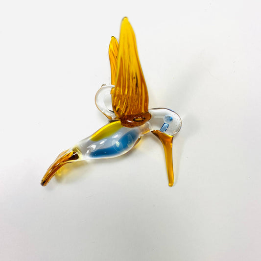 Blown Glass Ornament - Hummingbird Posing: Amber