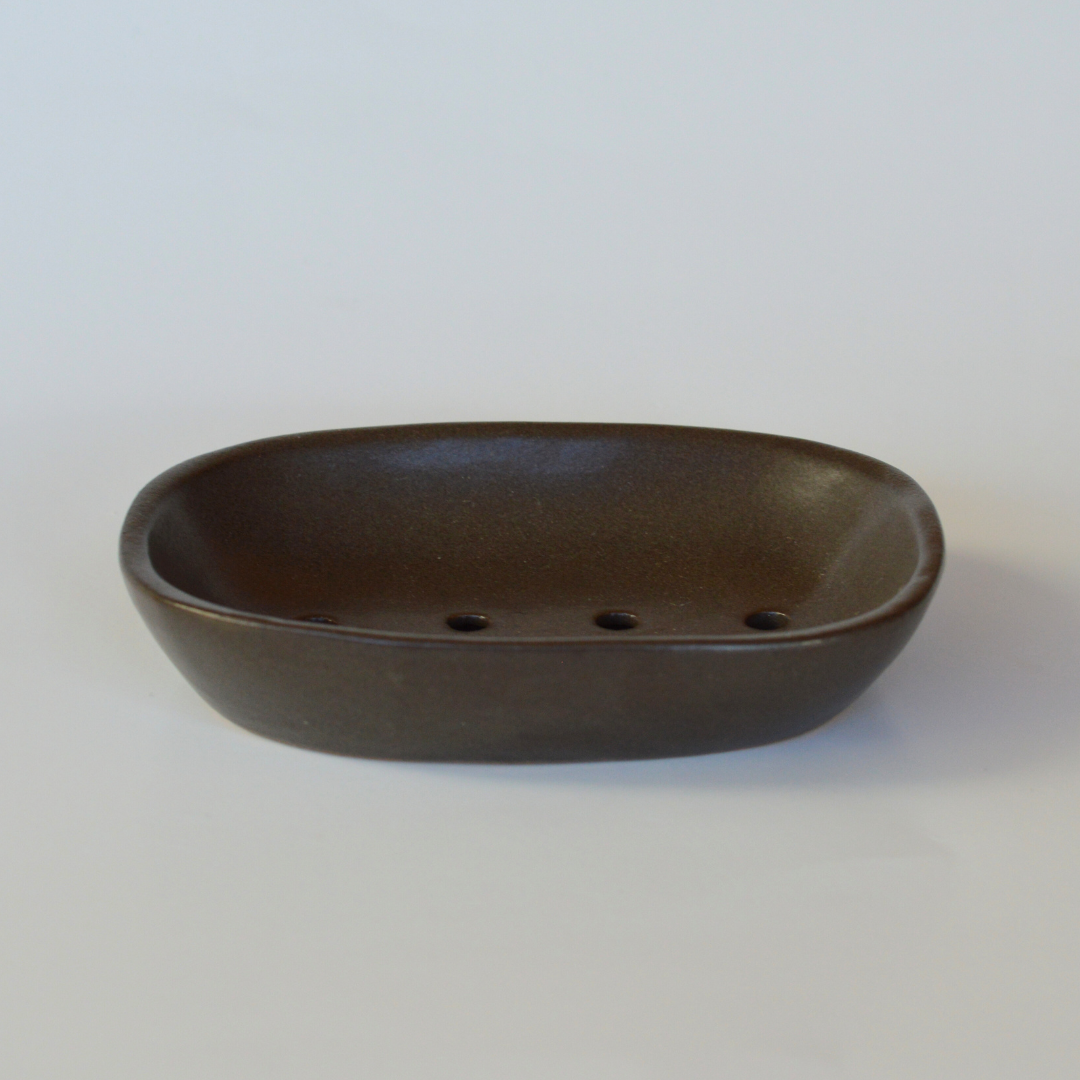 Soap Dish / Fair Trade Ceramic Stoneware : Charcoal Brown