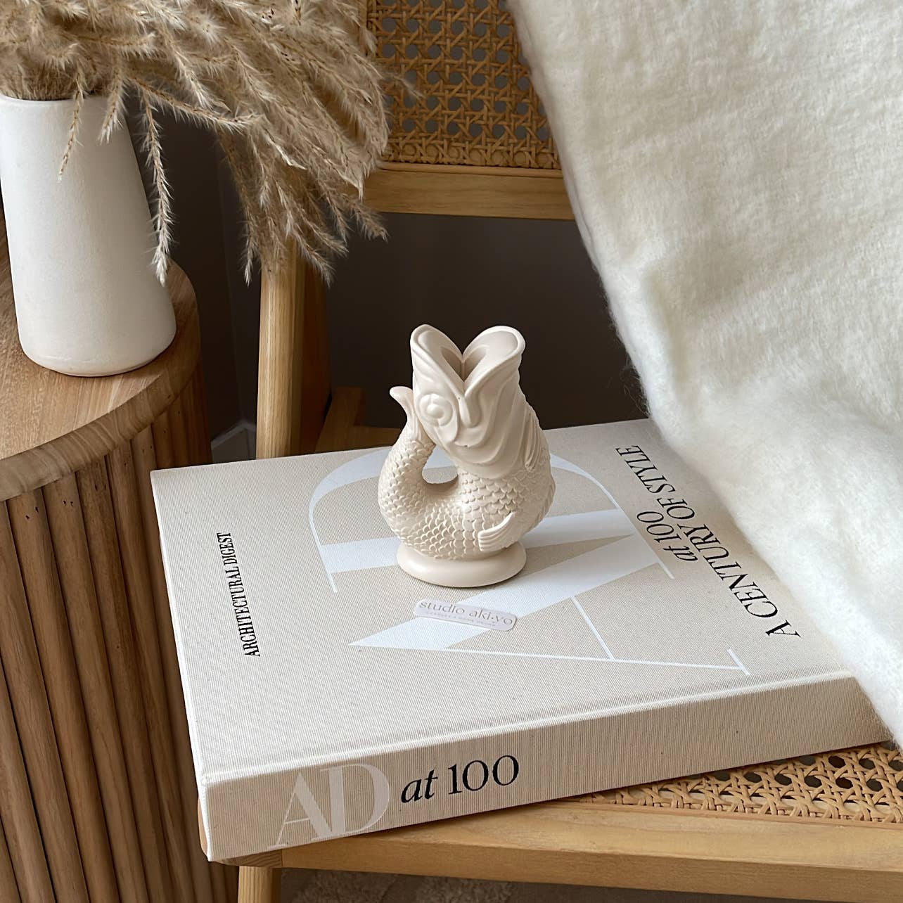 Koi Fish Taper Candle Holder | Minimalist Candlestick Holder: Cream White