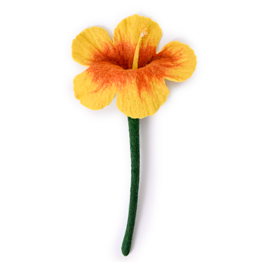 Felt Hibiscus Flower: Yellow
