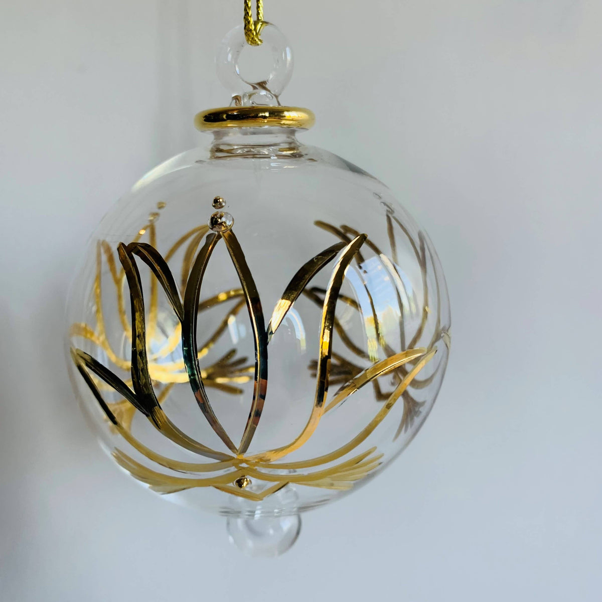 Blown Glass Ornament - Gold Lotus