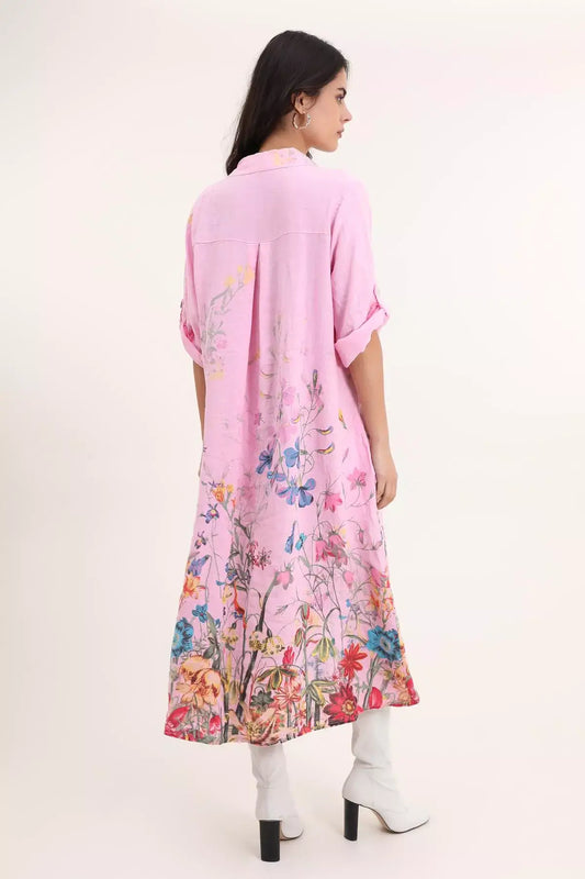 Shirt Dress 100% Linen: Blush