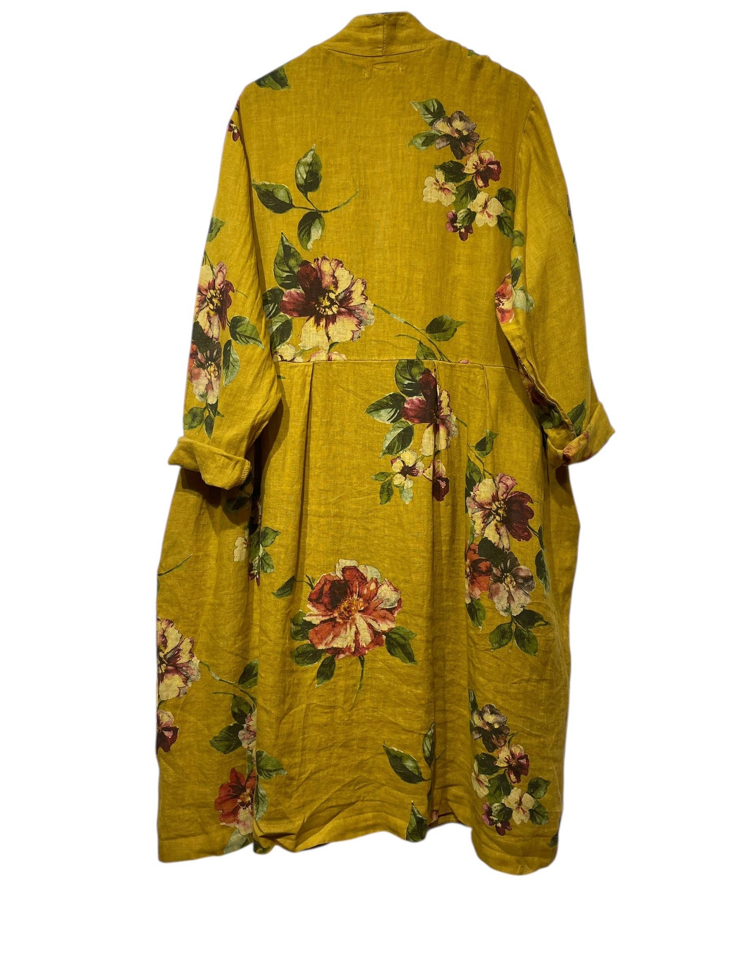 JACKET 1142 FLOWERS LINEN MATERIAL WITH POCKETS: Beige