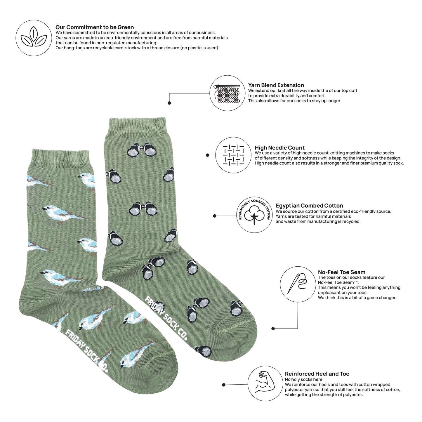 Women's Bird Watching Socks: Women’s 5 – 10