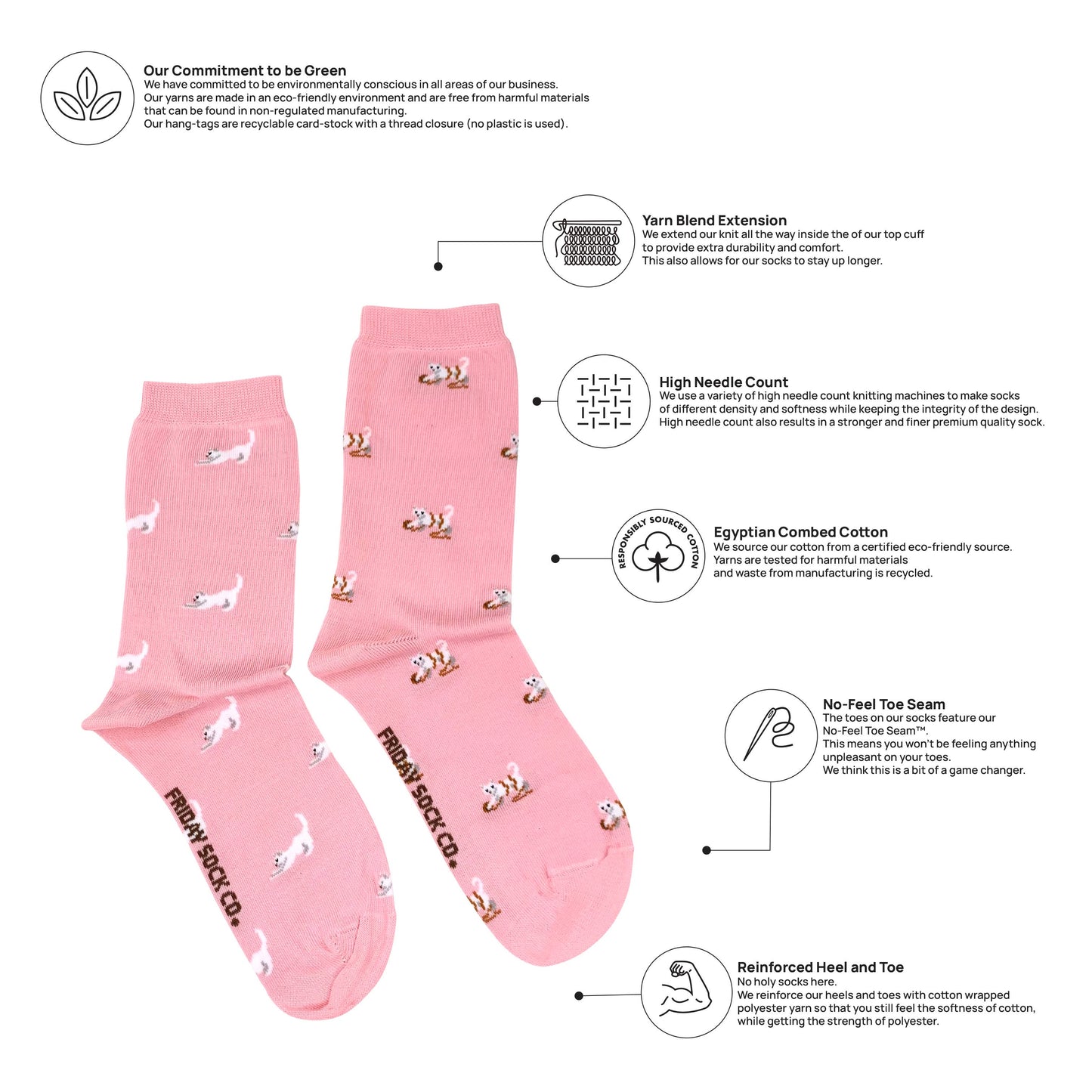 Women's  Tiny Cat Socks: Women’s 5 – 10