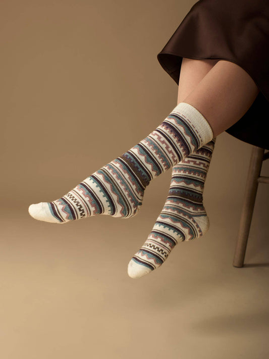Cusco Alpaca Socks | Light Cushion Socks | Crew Socks: White / Medium
