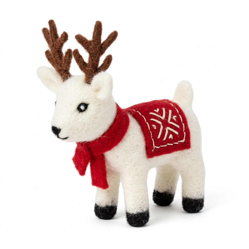 Baby White Deer Ball Wool Ornament