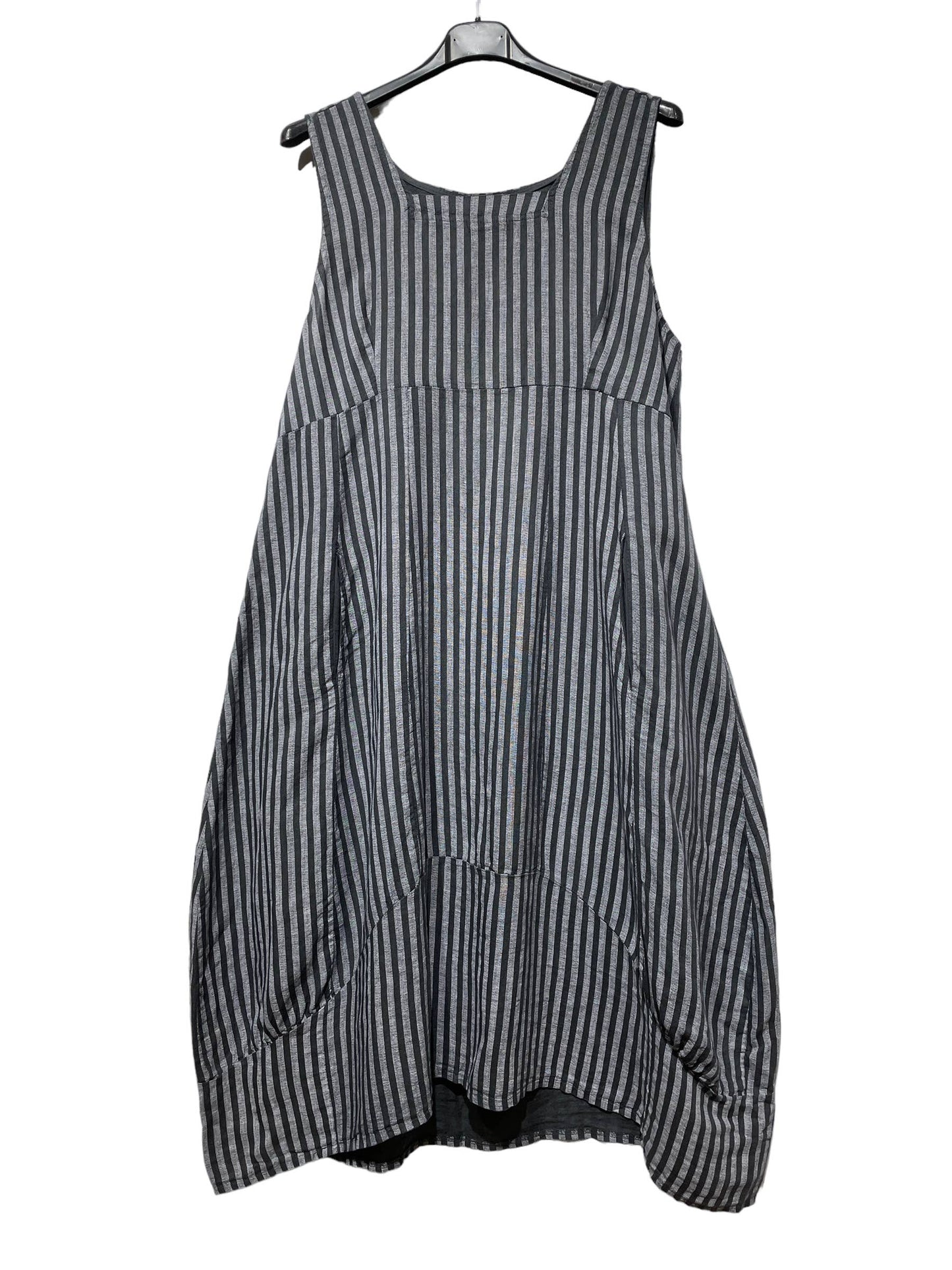 322 LINEN DRESS WITH VERTICAL STRIPES: GRANATA
