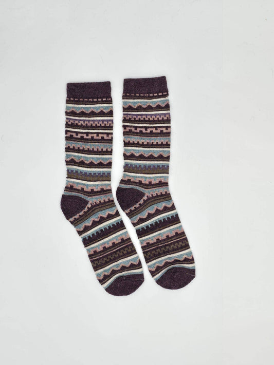 Cusco Alpaca Socks | Light Cushion Socks | Crew Socks: Purple / Medium