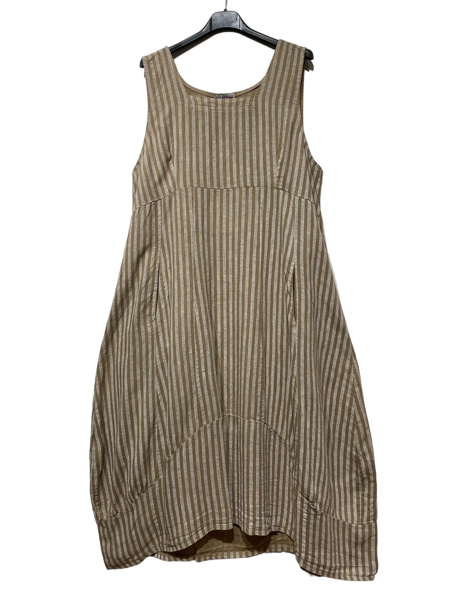 322 LINEN DRESS WITH VERTICAL STRIPES: GRANATA