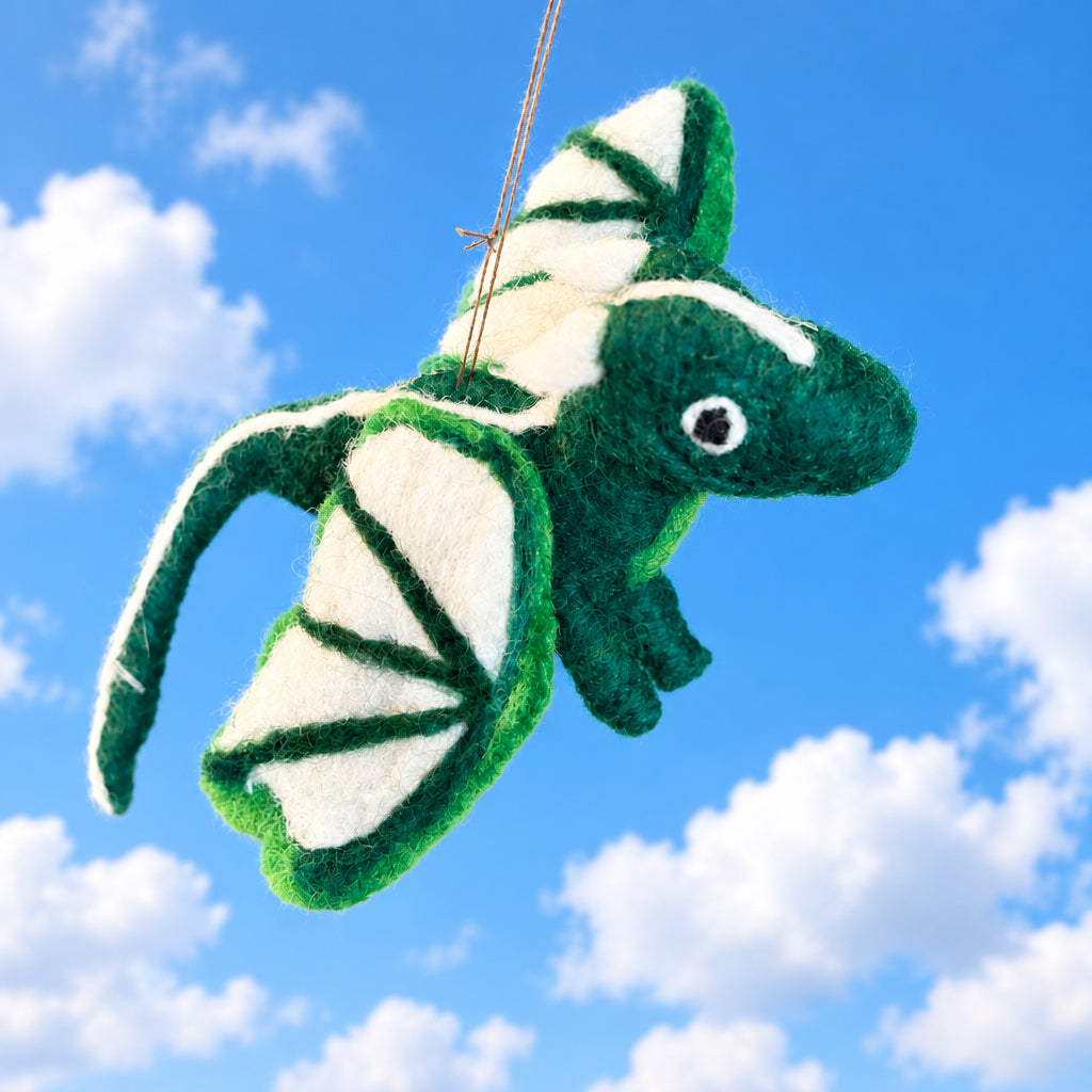 Dragon Ornament White and Green
