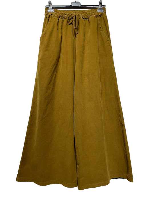 5299 PANT IN VELVET FALL WINTER CLOTHING : MUSTARD