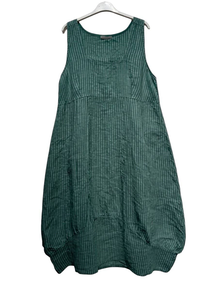 322 LINEN DRESS WITH VERTICAL STRIPES: GRANATA