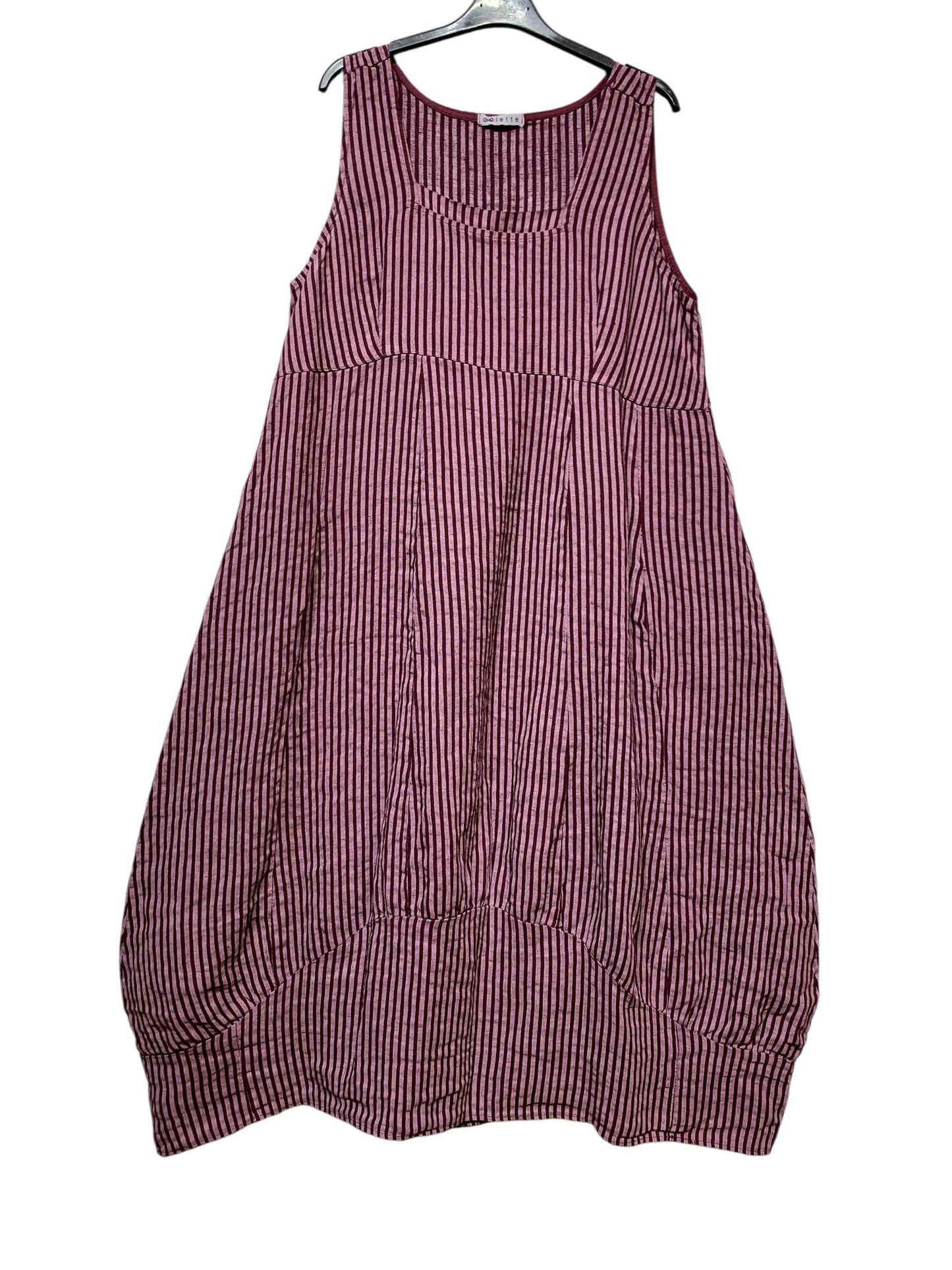 322 LINEN DRESS WITH VERTICAL STRIPES: GRANATA