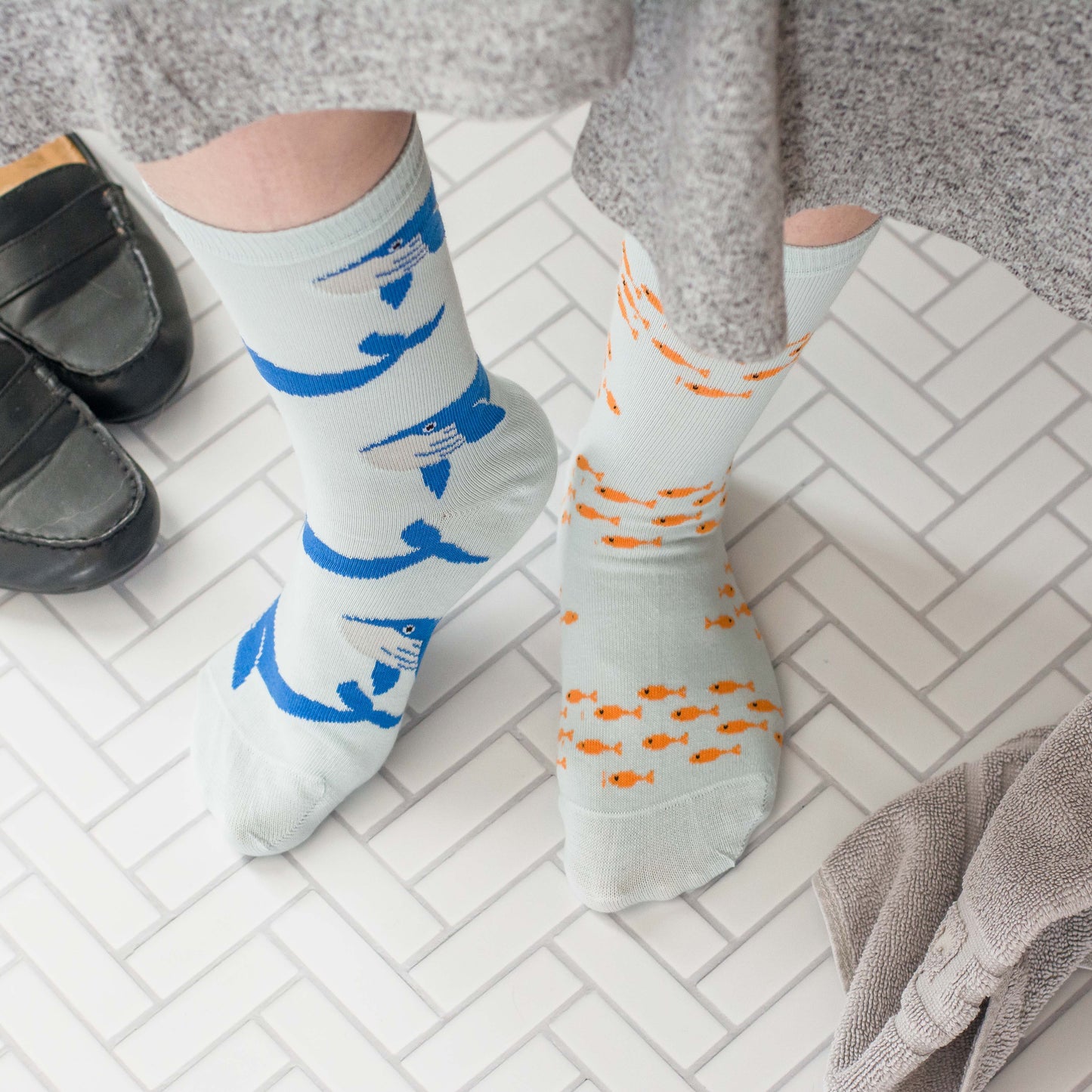 Women's Fish & Blue Whale Socks: Women’s 5 – 10