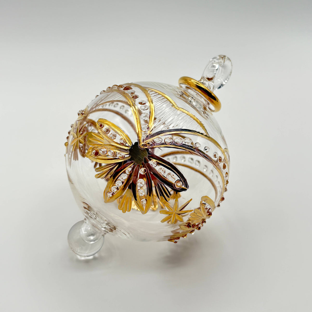 Blown Glass Ornament - Lotus Garland Gold: Upward