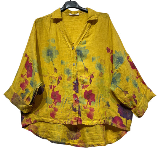 LINEN SHIRT  48902 🌹 🌸: MUSTARD