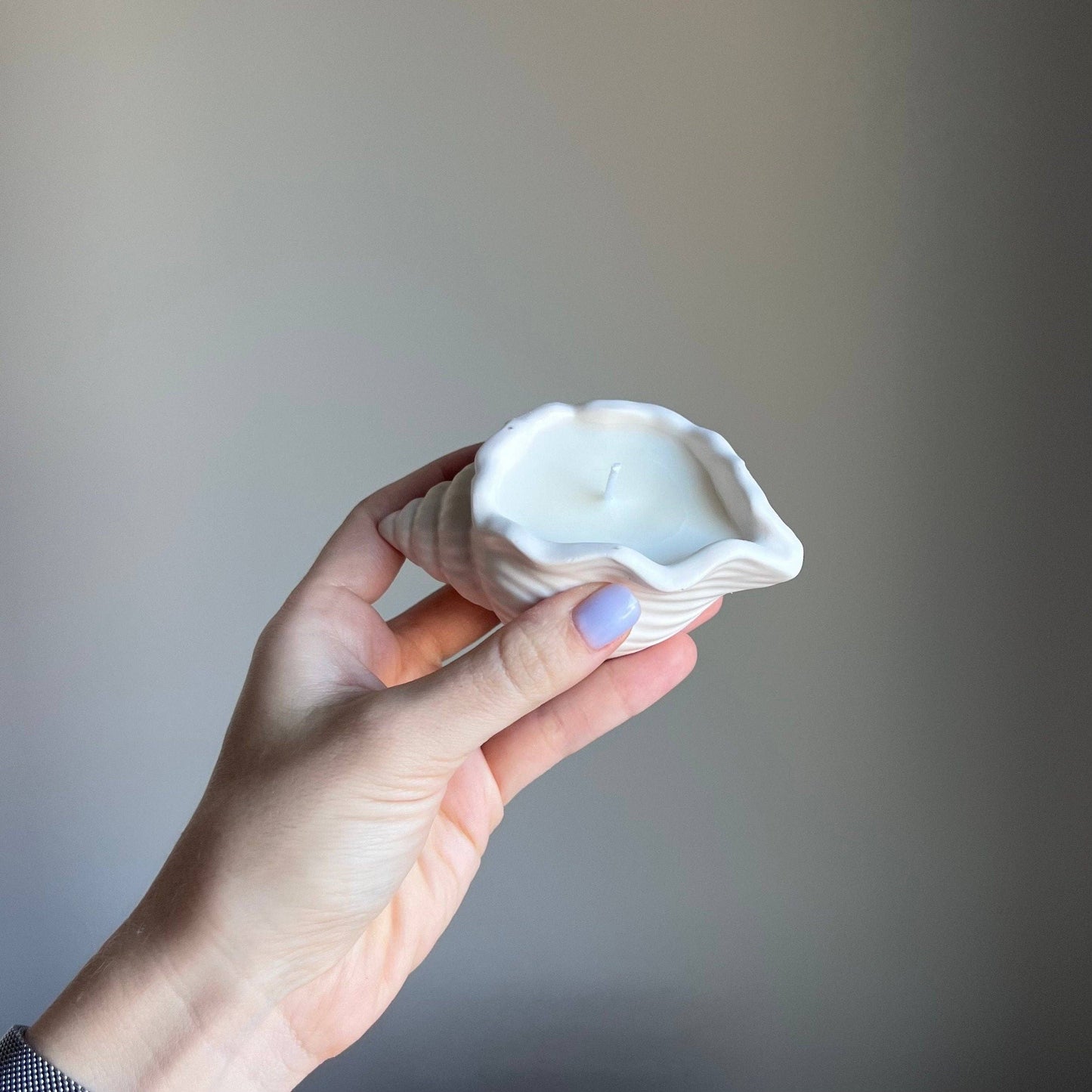 Shell Jar Soy Wax Candle | Handmade Jesmonite Vessel: Lavender&Sea salt