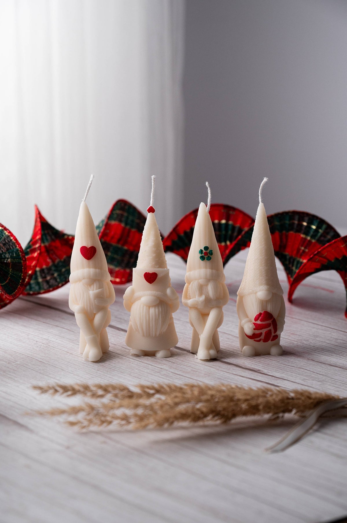 Mini Mini Cute Gnome Candle Set of 4!  In a pure raw  silk gift bag