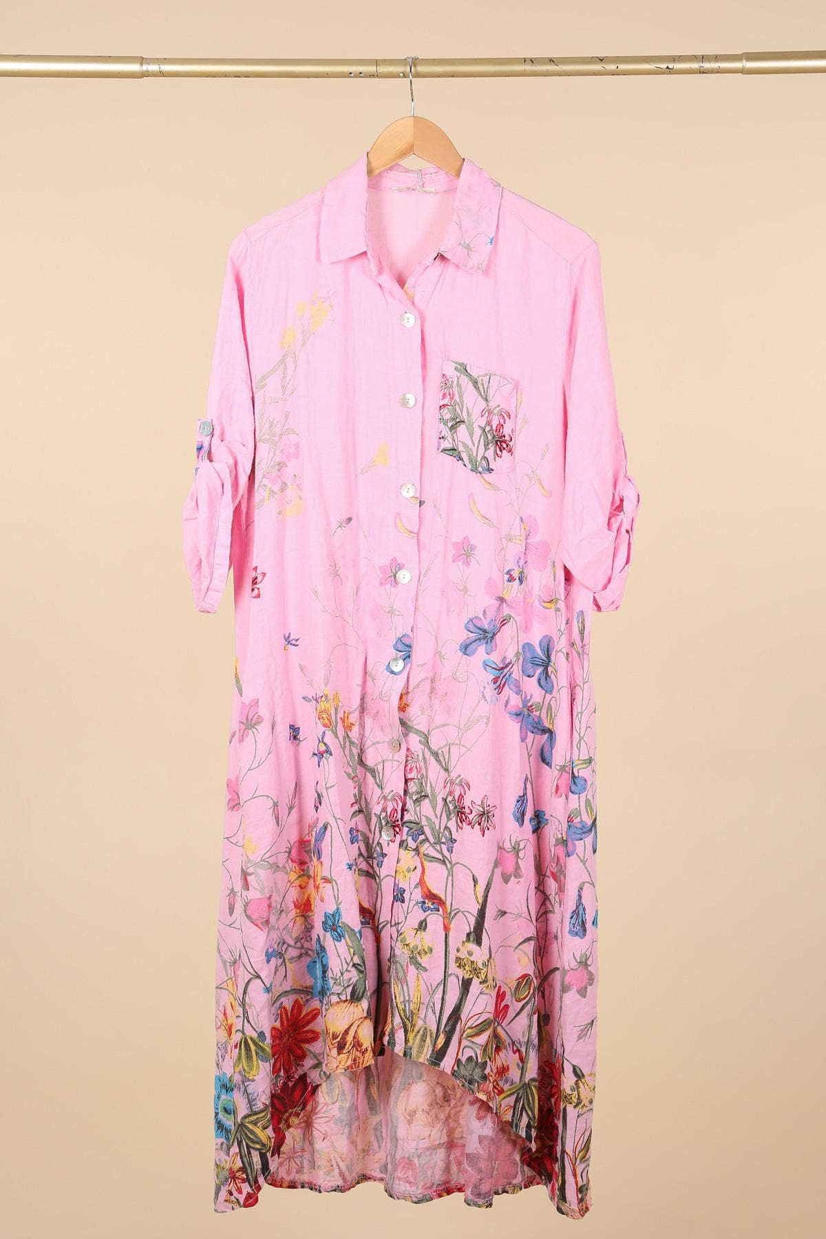 Shirt Dress 100% Linen: Blush