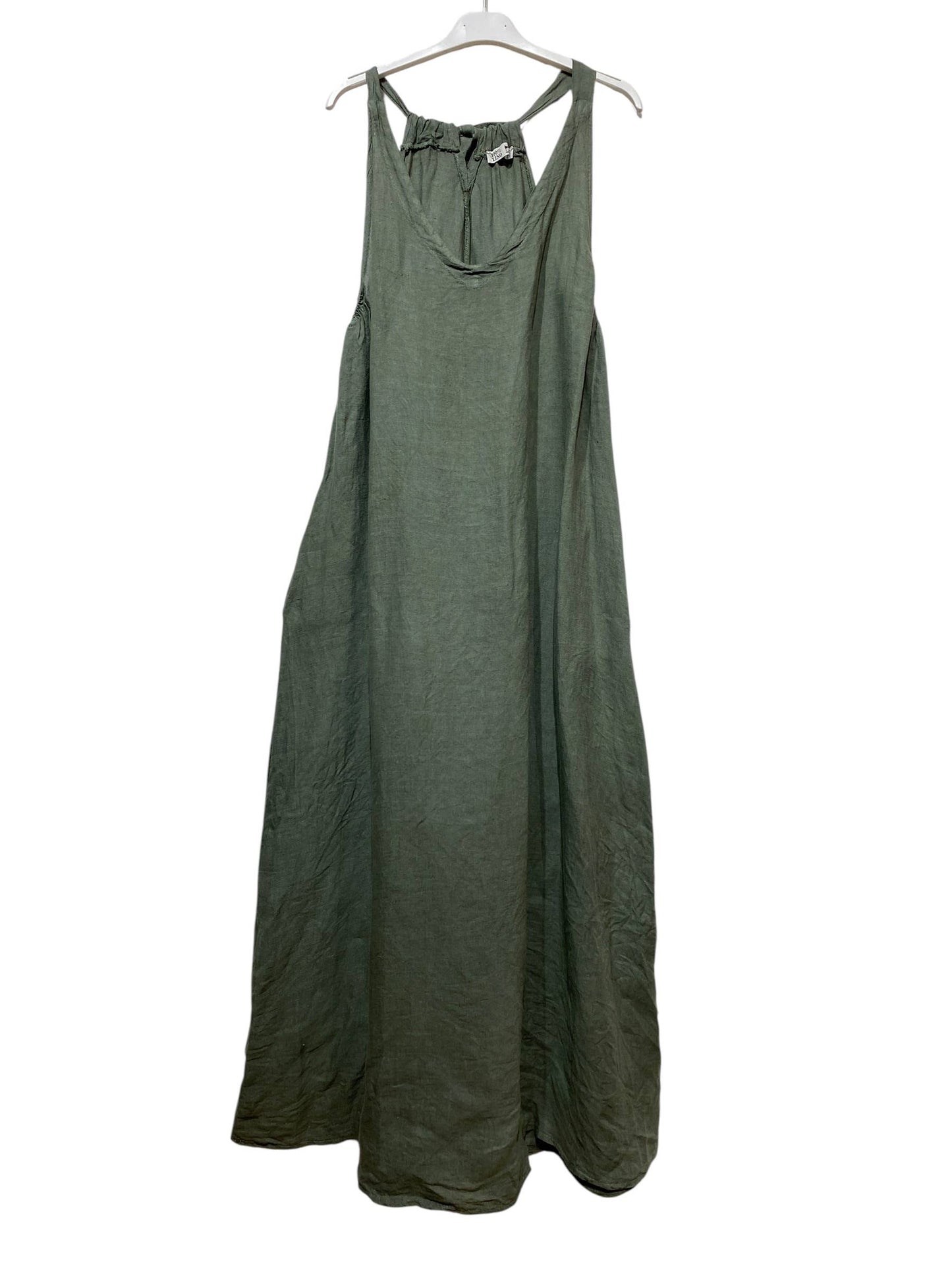 2683 LINEN DRESS: Green