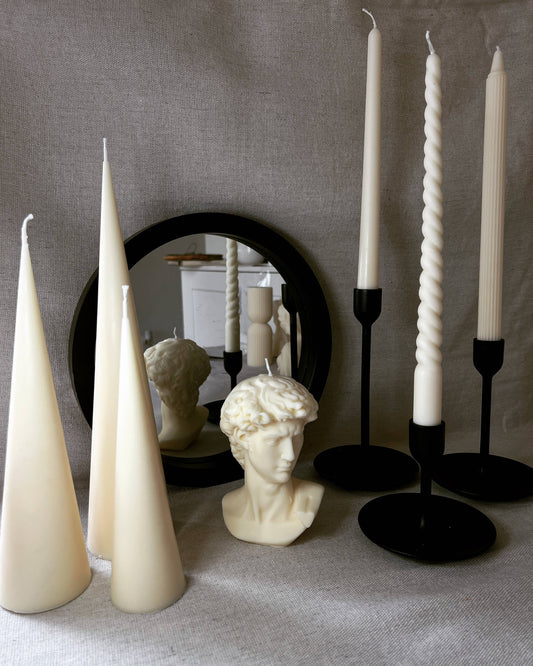 Spire Cone Candles : Uncoloured / Unscented / Medium