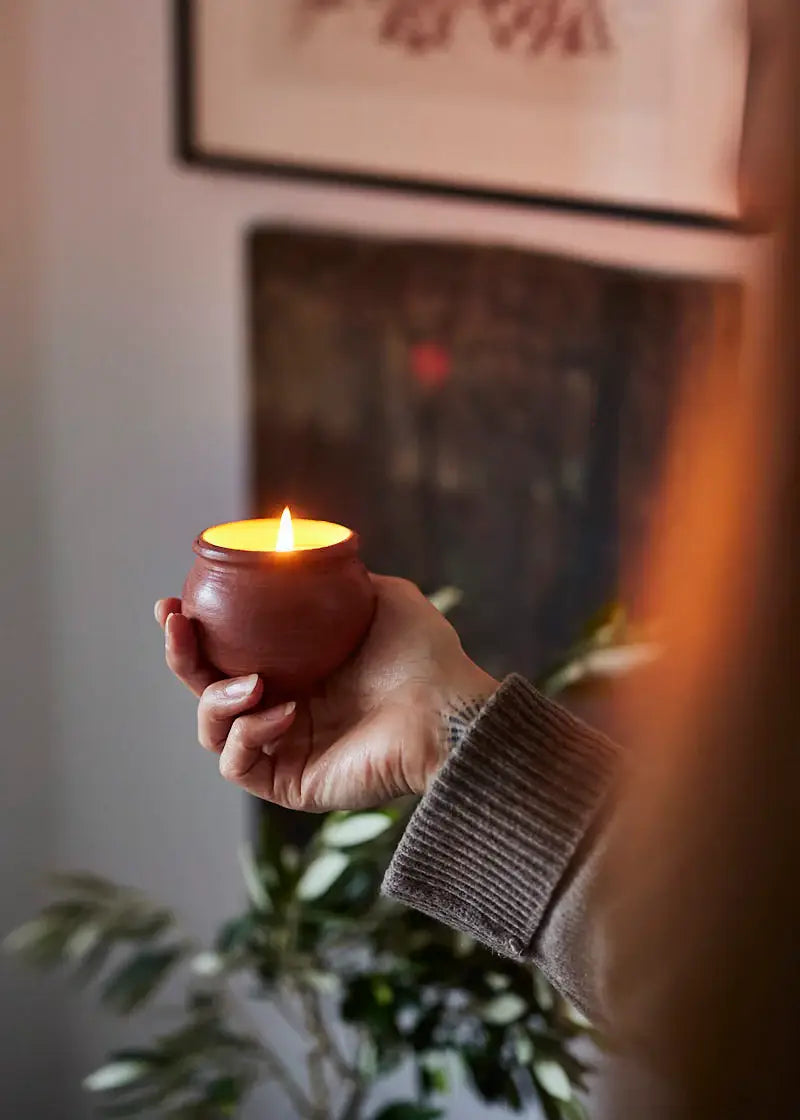 Unscented Handmade Beeswax Terracotta Candle