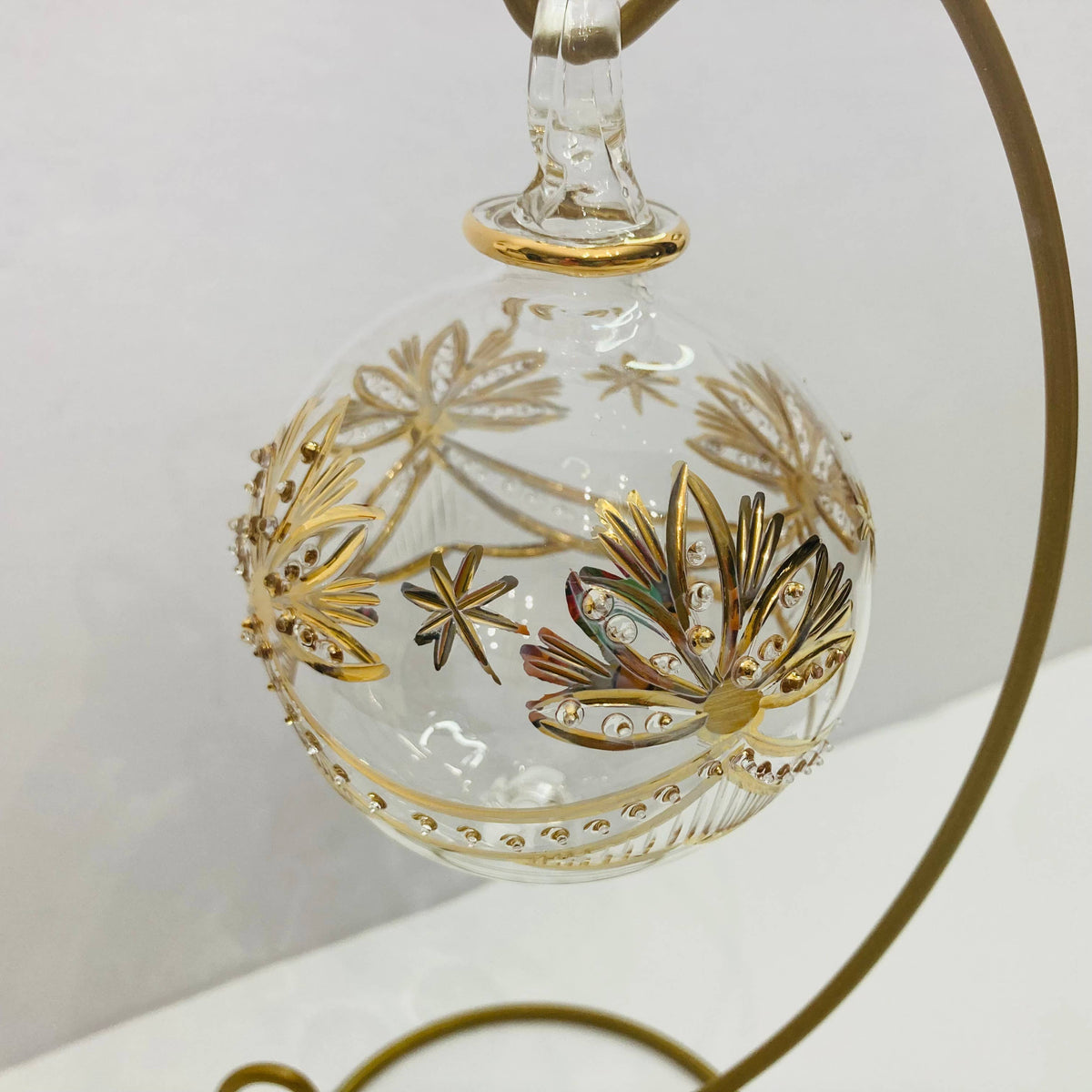 Blown Glass Ornament - Lotus Garland Gold: Upward