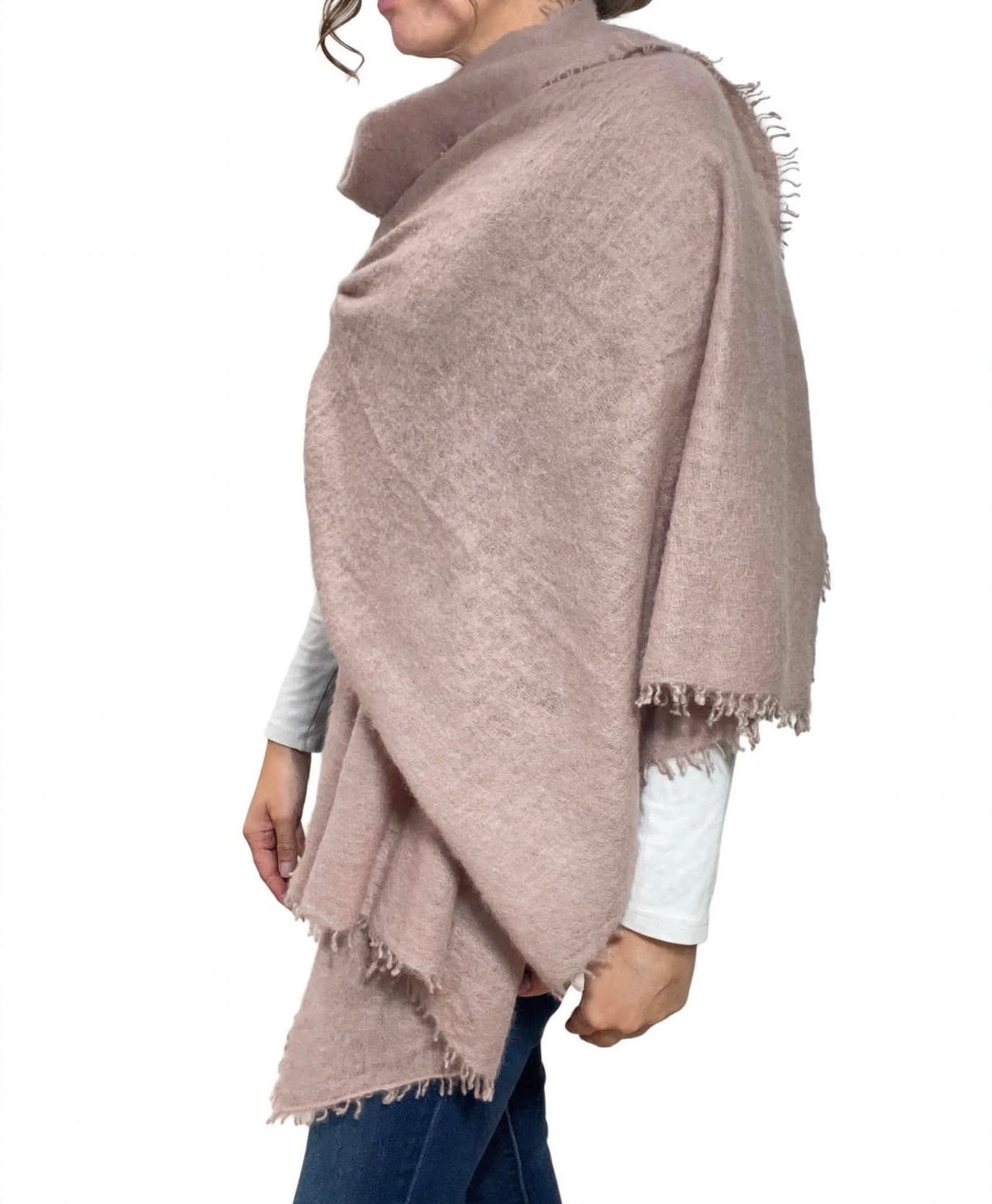 Pure Cashmere Blush Felted Shawl Dusty Rose