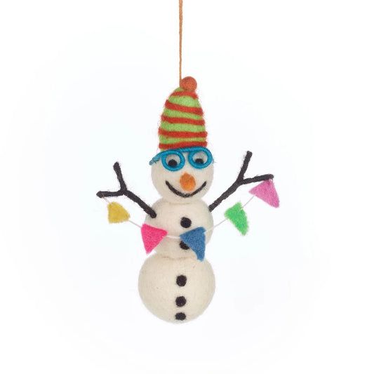 Snowman Ornament Blue Glasses