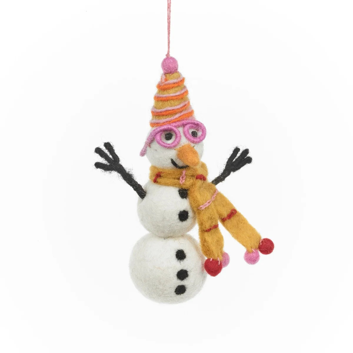Snowman Ornament Pink Glasses