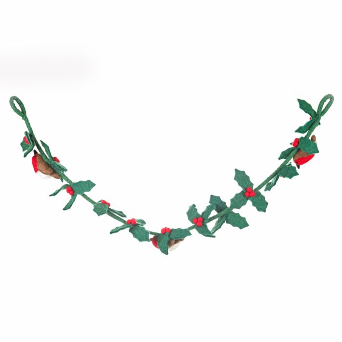 Holly Red Robin Holiday Garland