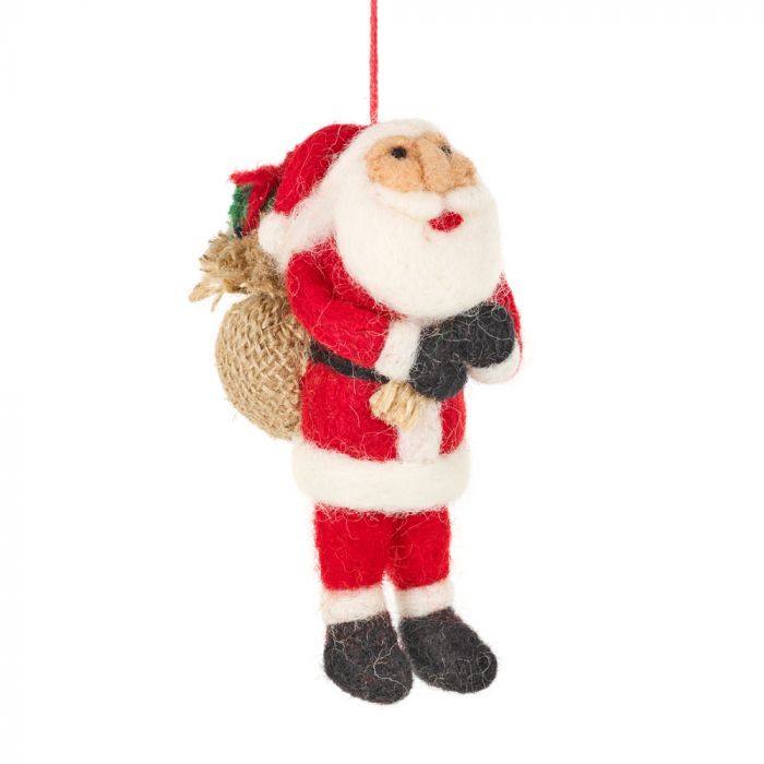 Santa with Bag and Gift Ornament