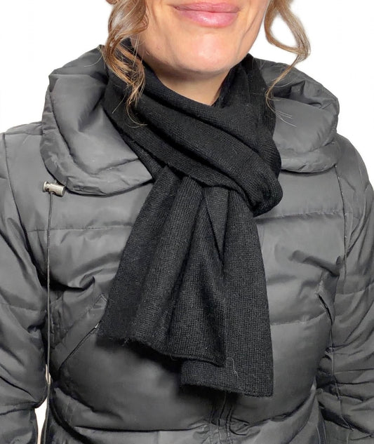 Plush Cashmere Muffler - 100% Pure Double Thick- Black