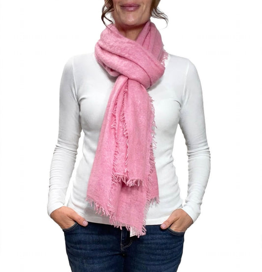 Boutique Hand Woven 100% Pure Cashmere Shawl Bubble Gum Pink