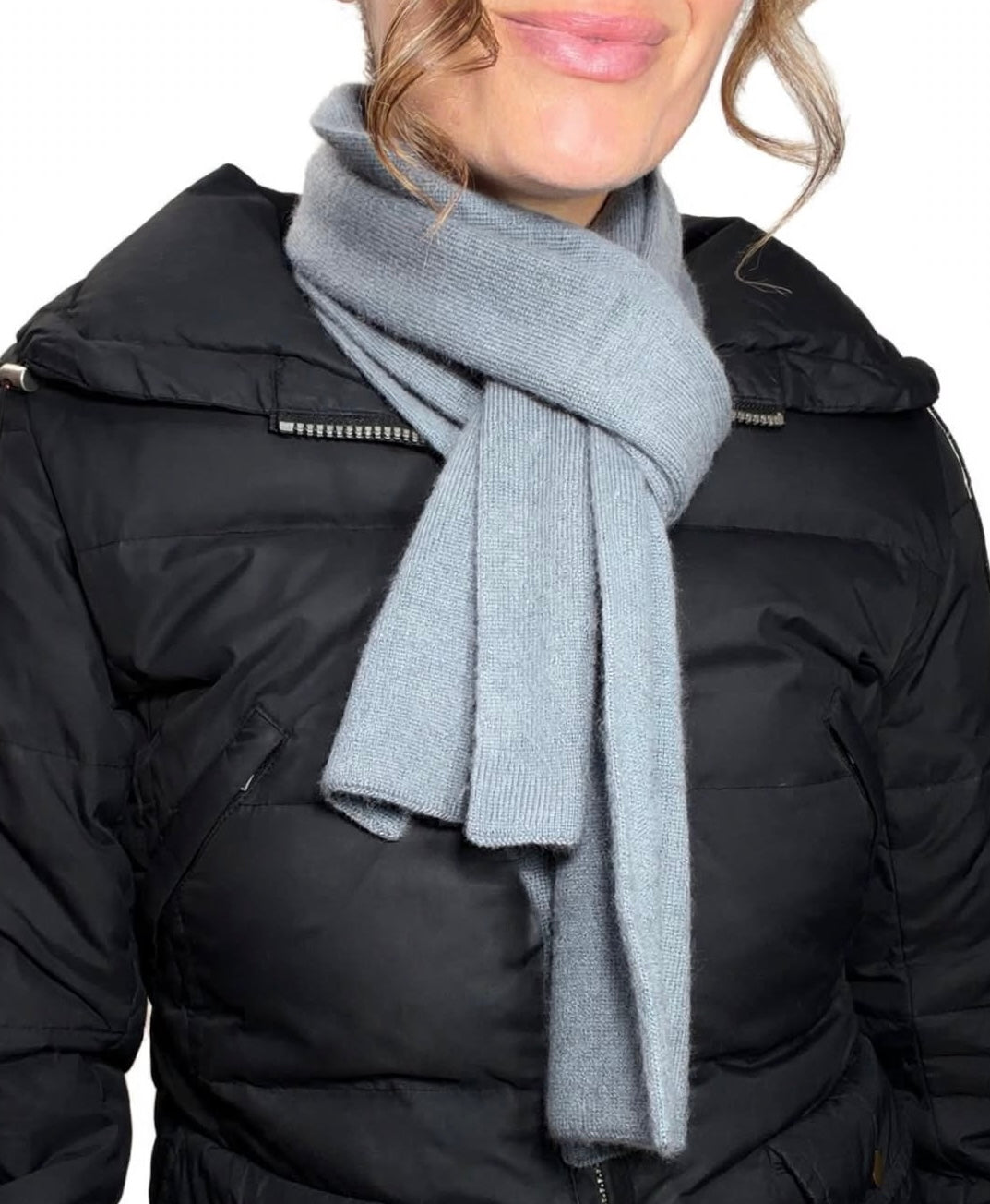 Plush Cashmere Muffler - 100% Pure Double Thick-  Blue Grey