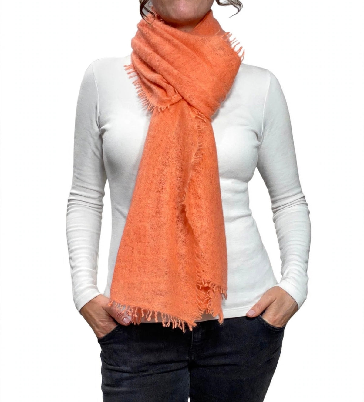 Boutique Hand Woven 100% Pure Cashmere Shawl Apricot