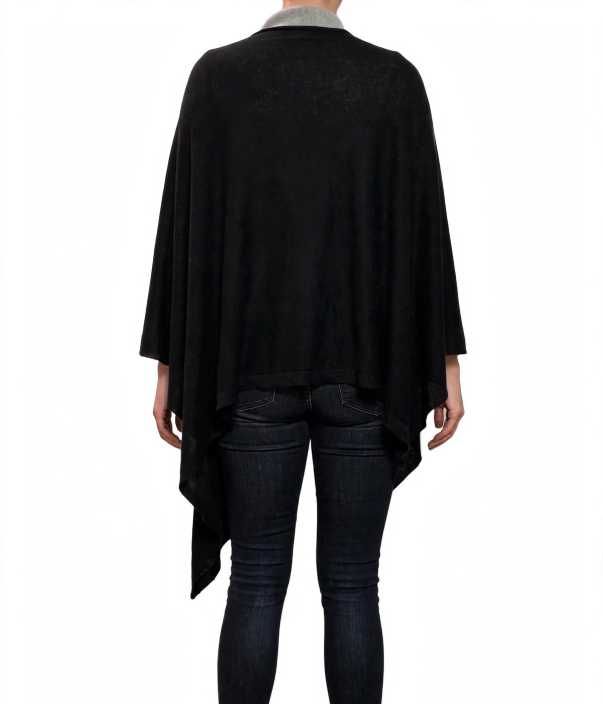 100% Cashmere Draped Long Wrap BLACK