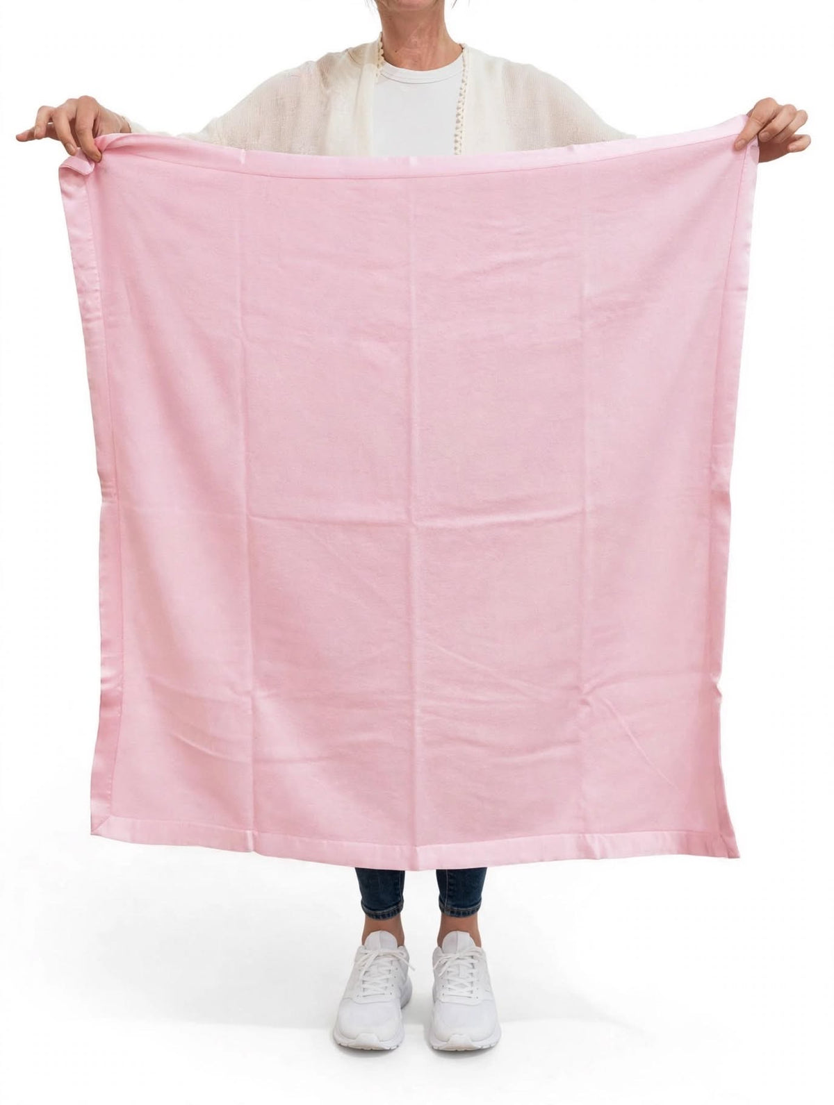 Smooth Pink Baby Cashmere Blankets with Satin Edge