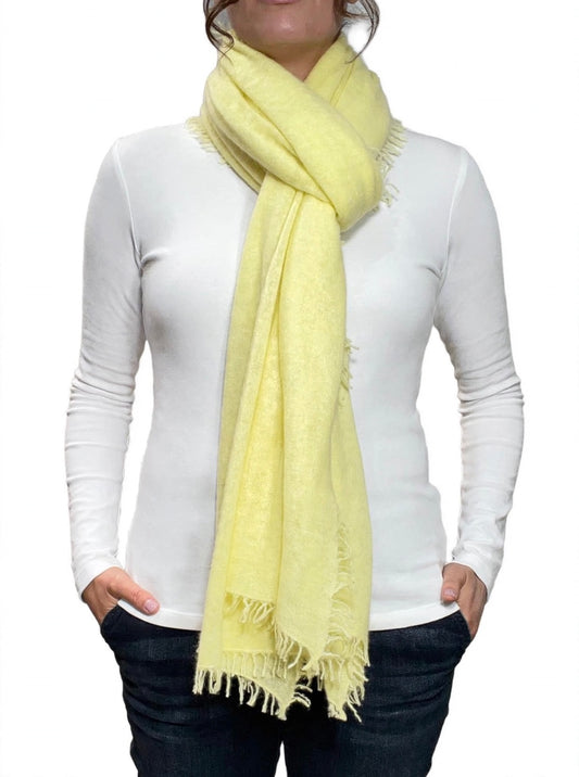 Boutique Hand Woven 100% Pure Cashmere Felted Shawl Pale Yellow