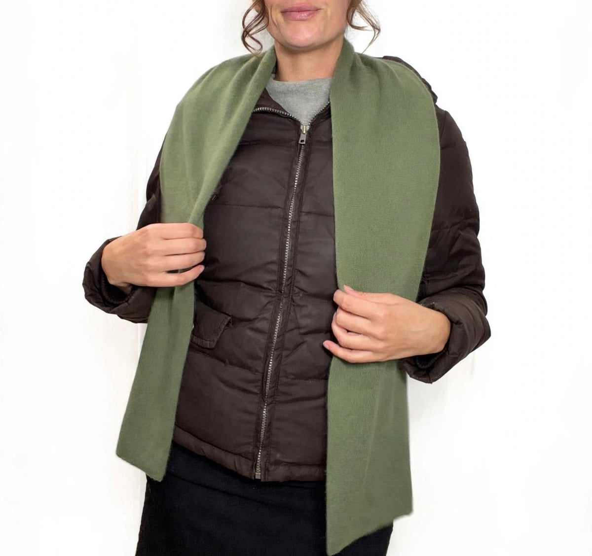 Plush Muffler - 100% Pure Double Thick Cashmere Olive Green
