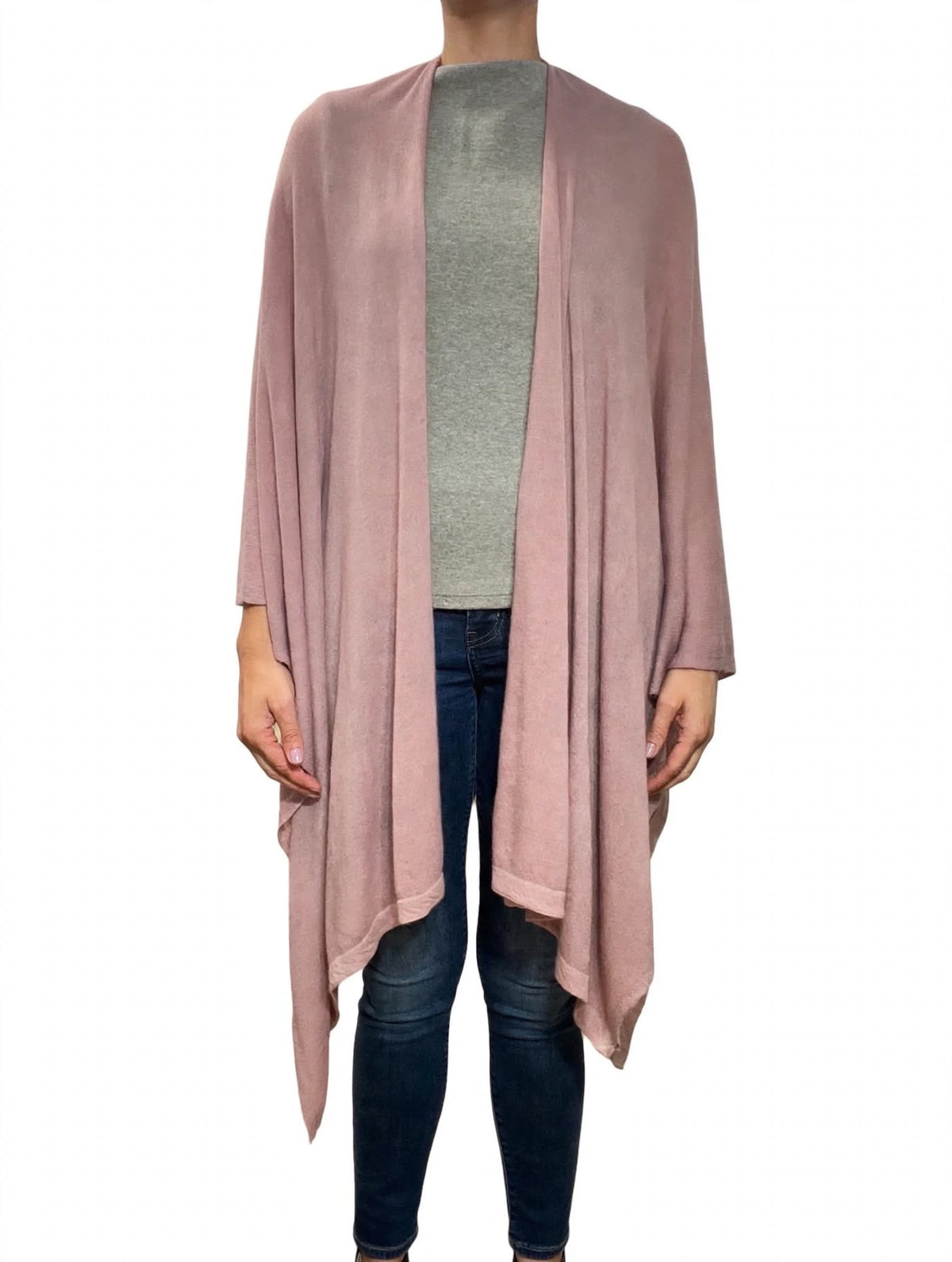 100% Cashmere Draped Long Wrap ROSE