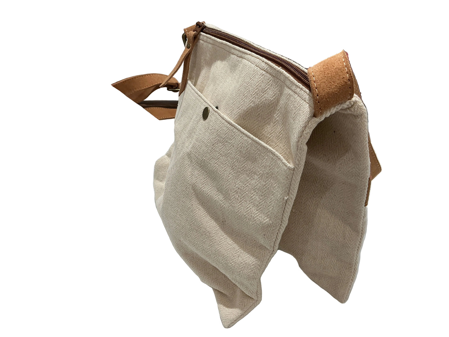 Cotton Woven Small Leather Accent Bag Nepal