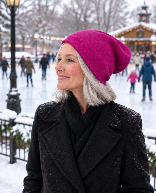 100% Pure Cashmere Hat Vibrant Pink
