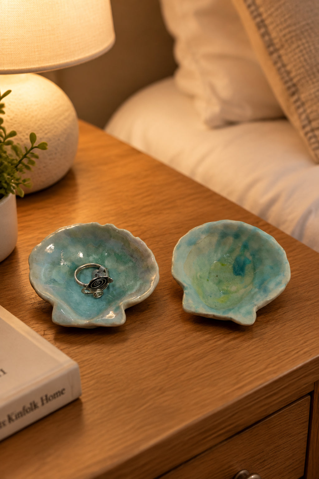Handmade pottery clam shells