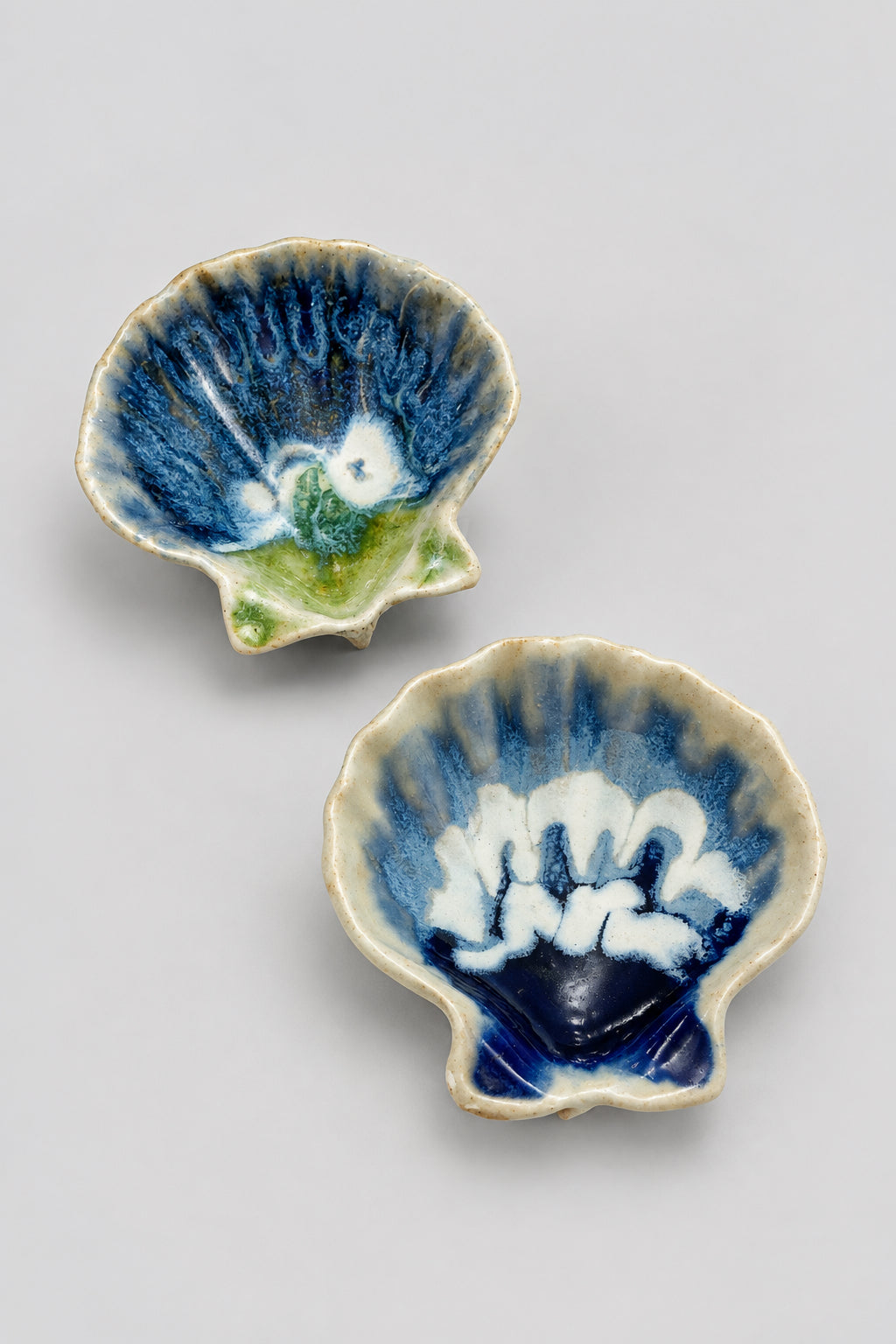 Handmade pottery clam shells