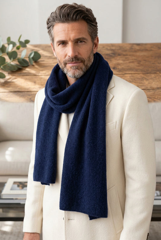 100% Pure  Cashmere Solid Dark Blue Neck Muffler