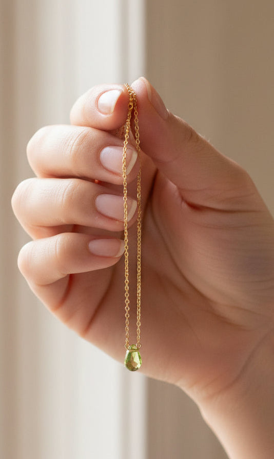 Gold Necklace with Gem Pendant $50