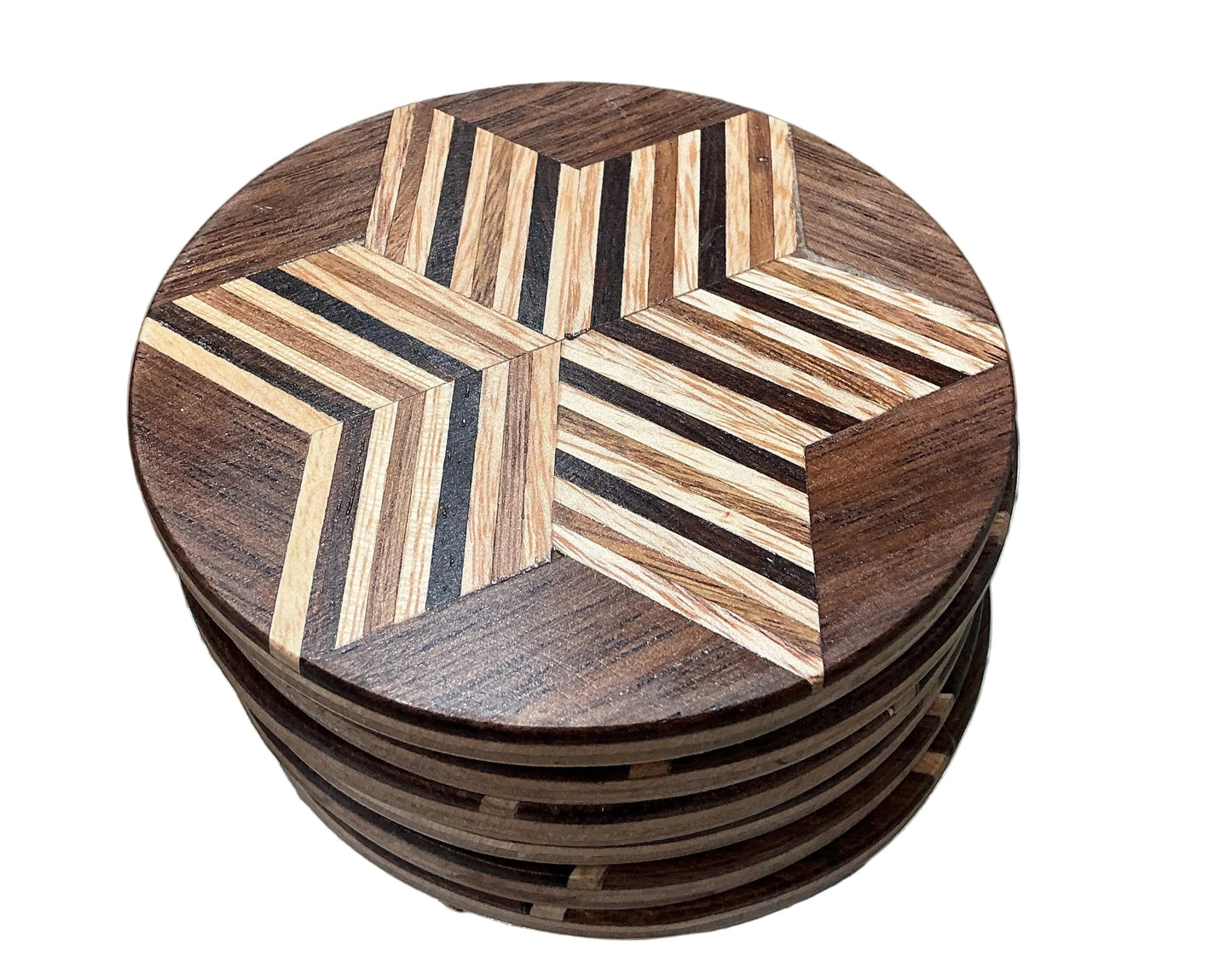 Set of 6 Wood Coasters - FairTrade Nepal